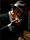 Fabian Perez Canvas Paintings - Man Lighting A Cigarette